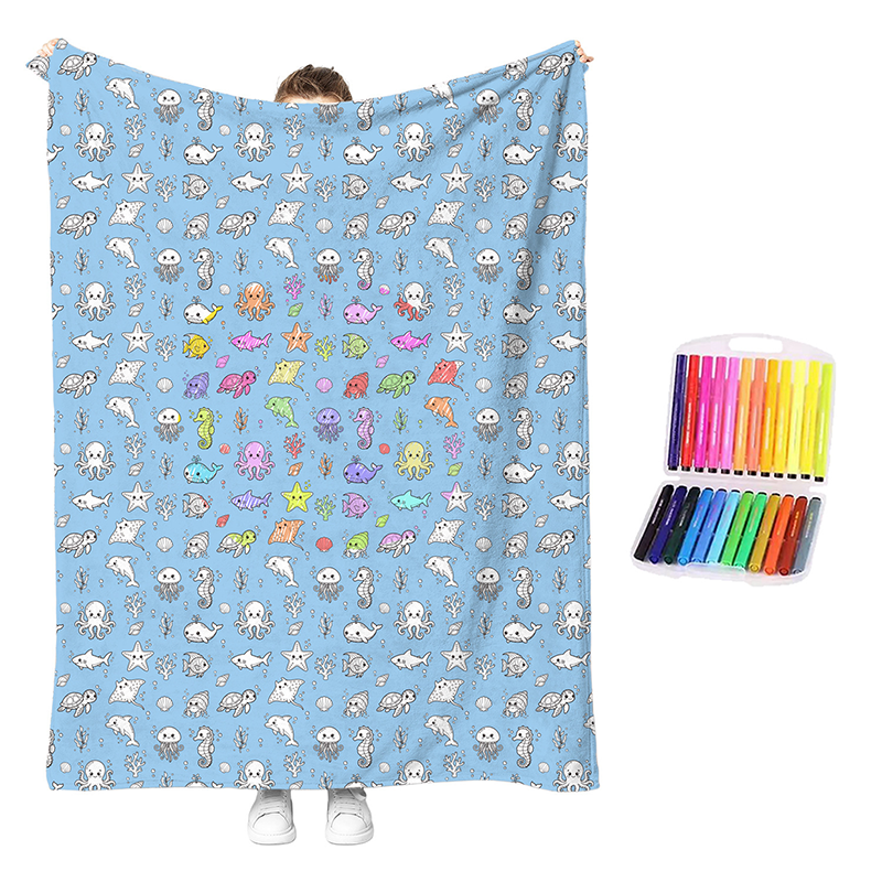 🏆 LIMITED-TIME 49% OFF! 🎨 DIY Coloring Blanket Kit: Ultra-Soft, Skin-Friendly, Washable Markers, Creative Fun for Kids & Adults
