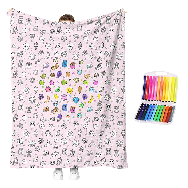 🏆 LIMITED-TIME 49% OFF! 🎨 DIY Coloring Blanket Kit: Ultra-Soft, Skin-Friendly, Washable Markers, Creative Fun for Kids & Adults