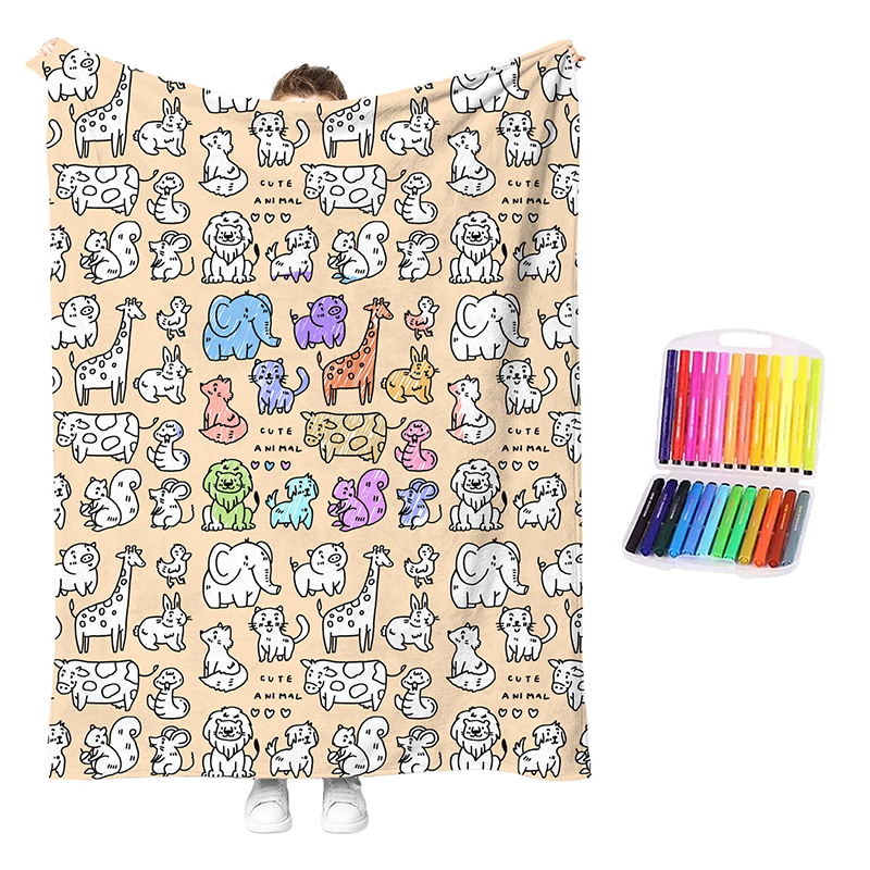 🏆 LIMITED-TIME 49% OFF! 🎨 DIY Coloring Blanket Kit: Ultra-Soft, Skin-Friendly, Washable Markers, Creative Fun for Kids & Adults
