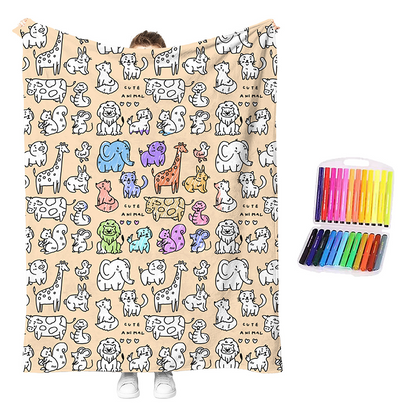 🏆 LIMITED-TIME 49% OFF! 🎨 DIY Coloring Blanket Kit: Ultra-Soft, Skin-Friendly, Washable Markers, Creative Fun for Kids & Adults