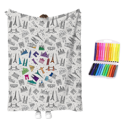 🏆 LIMITED-TIME 49% OFF! 🎨 DIY Coloring Blanket Kit: Ultra-Soft, Skin-Friendly, Washable Markers, Creative Fun for Kids & Adults