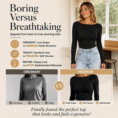 💖 Latest Design | Women's Boat-Neck Ribbed Knit Top