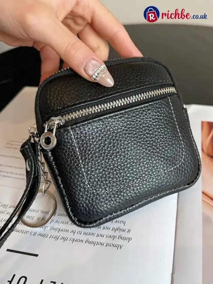 Square Leather Mini Card Wallet Coin Purse