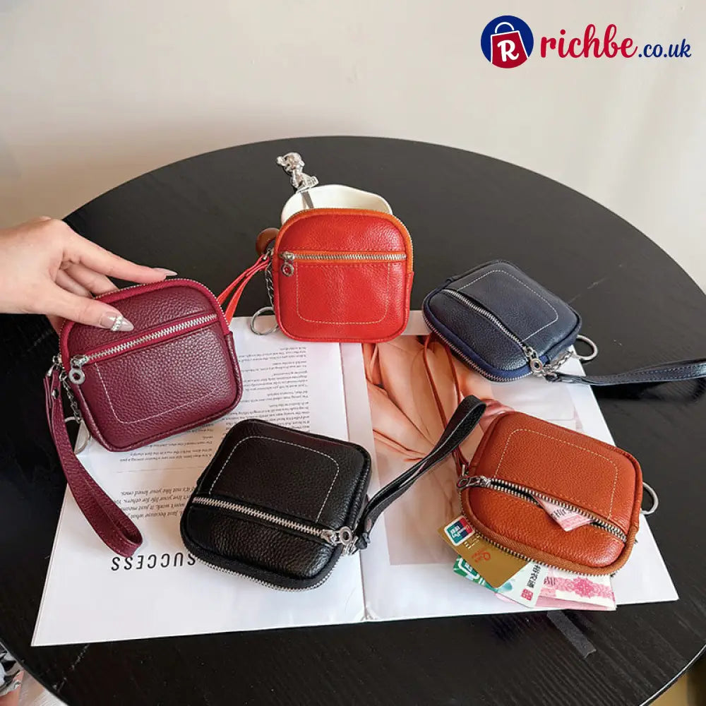 Square Leather Mini Card Wallet Coin Purse