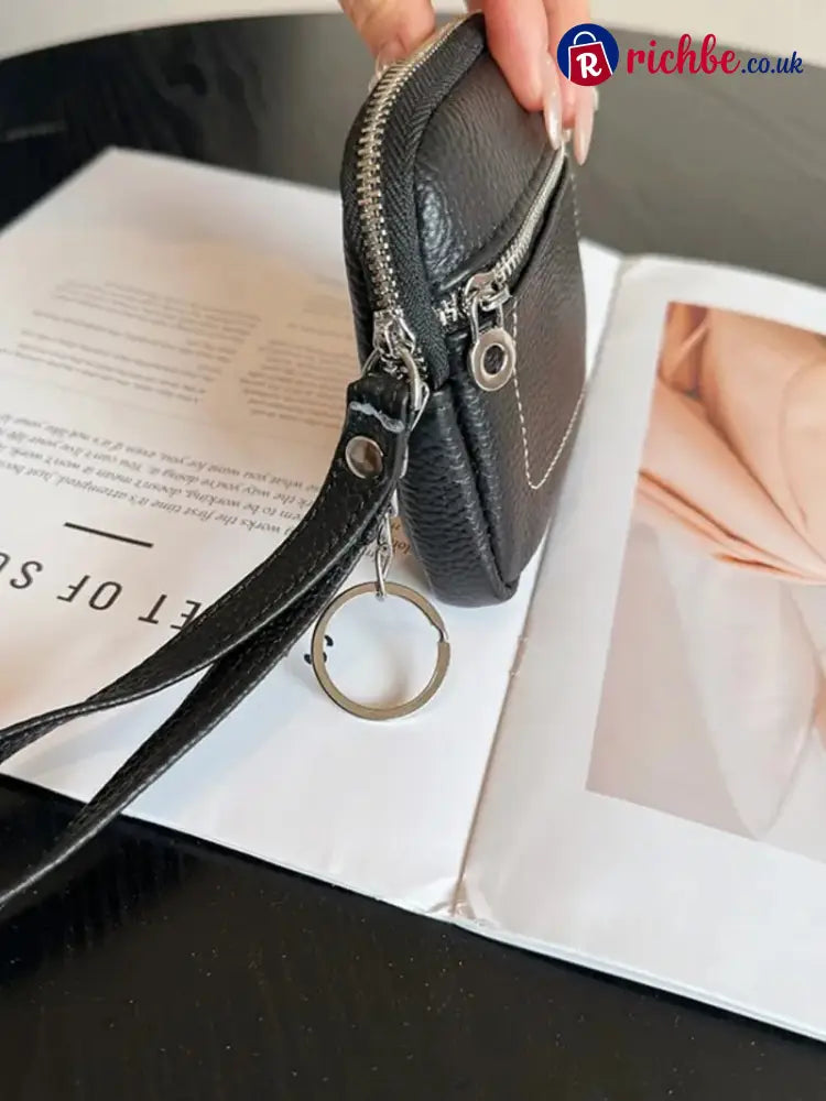 Square Leather Mini Card Wallet Coin Purse