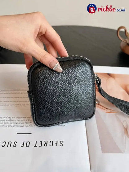 Square Leather Mini Card Wallet Coin Purse