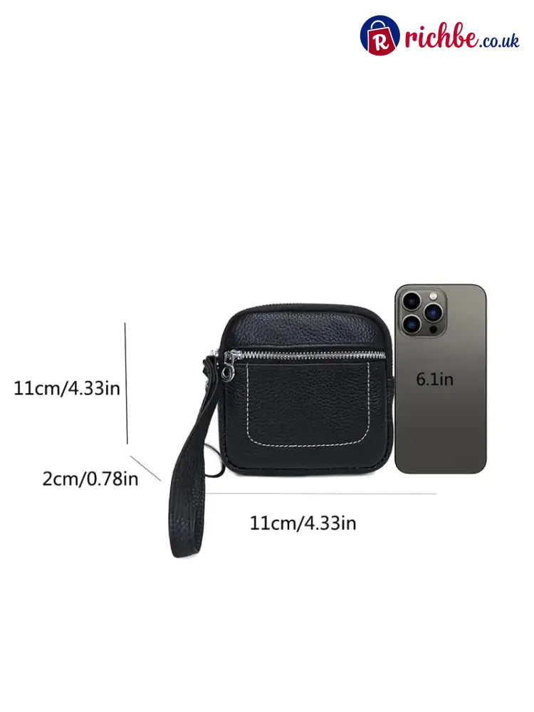 Square Leather Mini Card Wallet Coin Purse