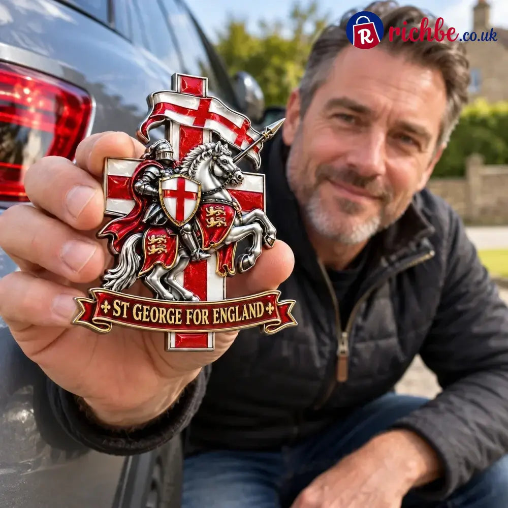 🛡️ “st George For England” Protection & Blessing Commemorative Metal Car Emblem - Buy 1 / Approx. 7-8 in