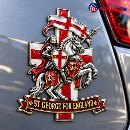🛡️ “st George For England” Protection & Blessing Commemorative Metal Car Emblem - Buy 1 / Approx. 7-8 in