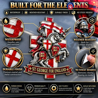 🛡️ “st George For England” Protection & Blessing Commemorative Metal Car Emblem - Buy 1 / Approx. 7-8 in