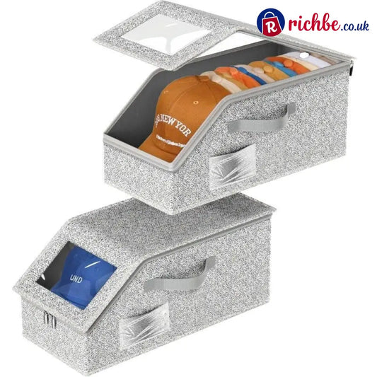 🎉🎉Stackable Hat Storage Boxes for Baseball Caps - Gray