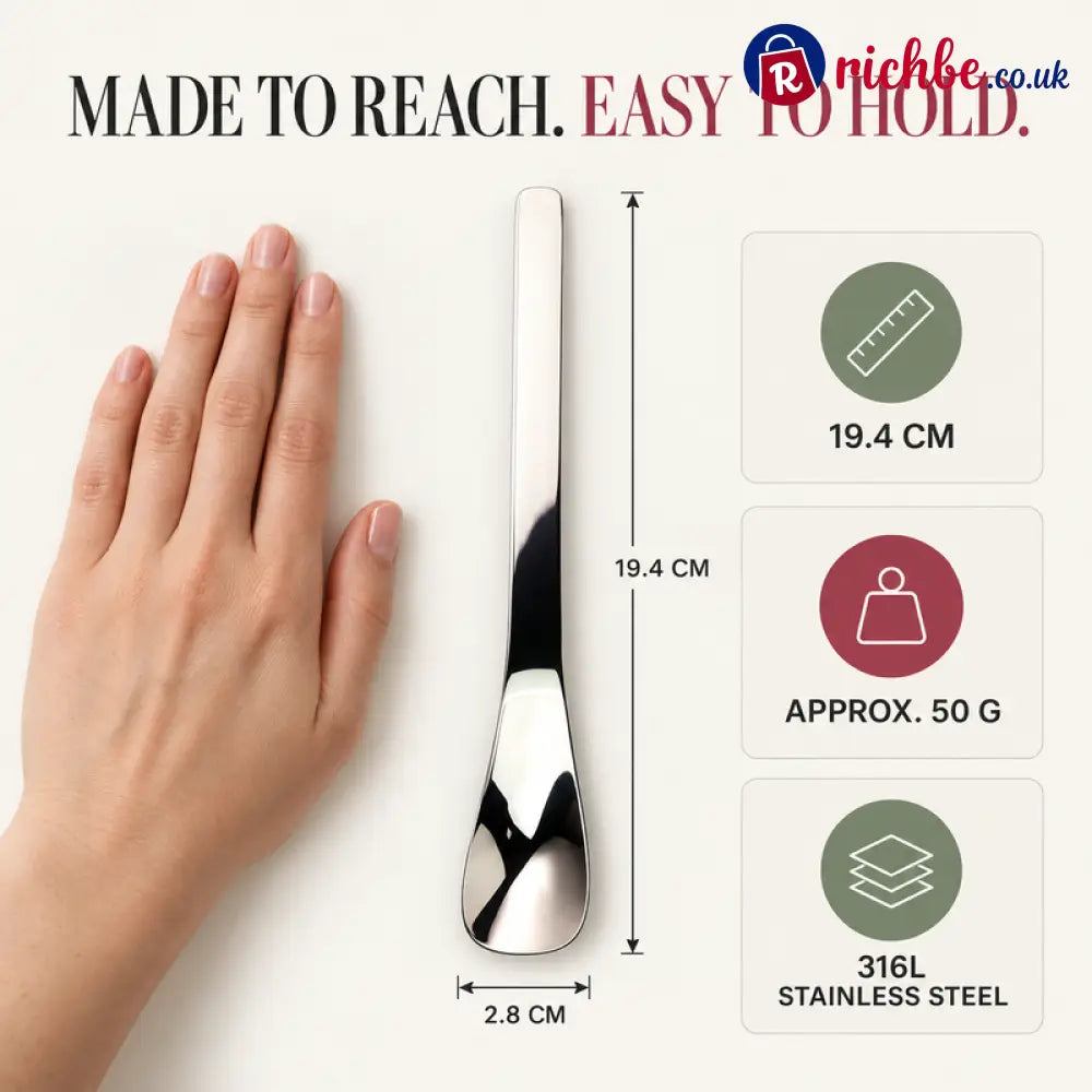 Stainless Steel Dessert Spoon with Long Ergonomic Handle - Housewares & Kitchen