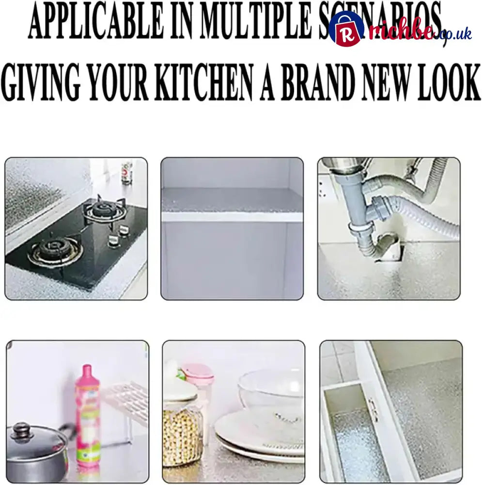 Stainless Steel Kitchen Oil-Proof Adhesive Wallpaper Roll