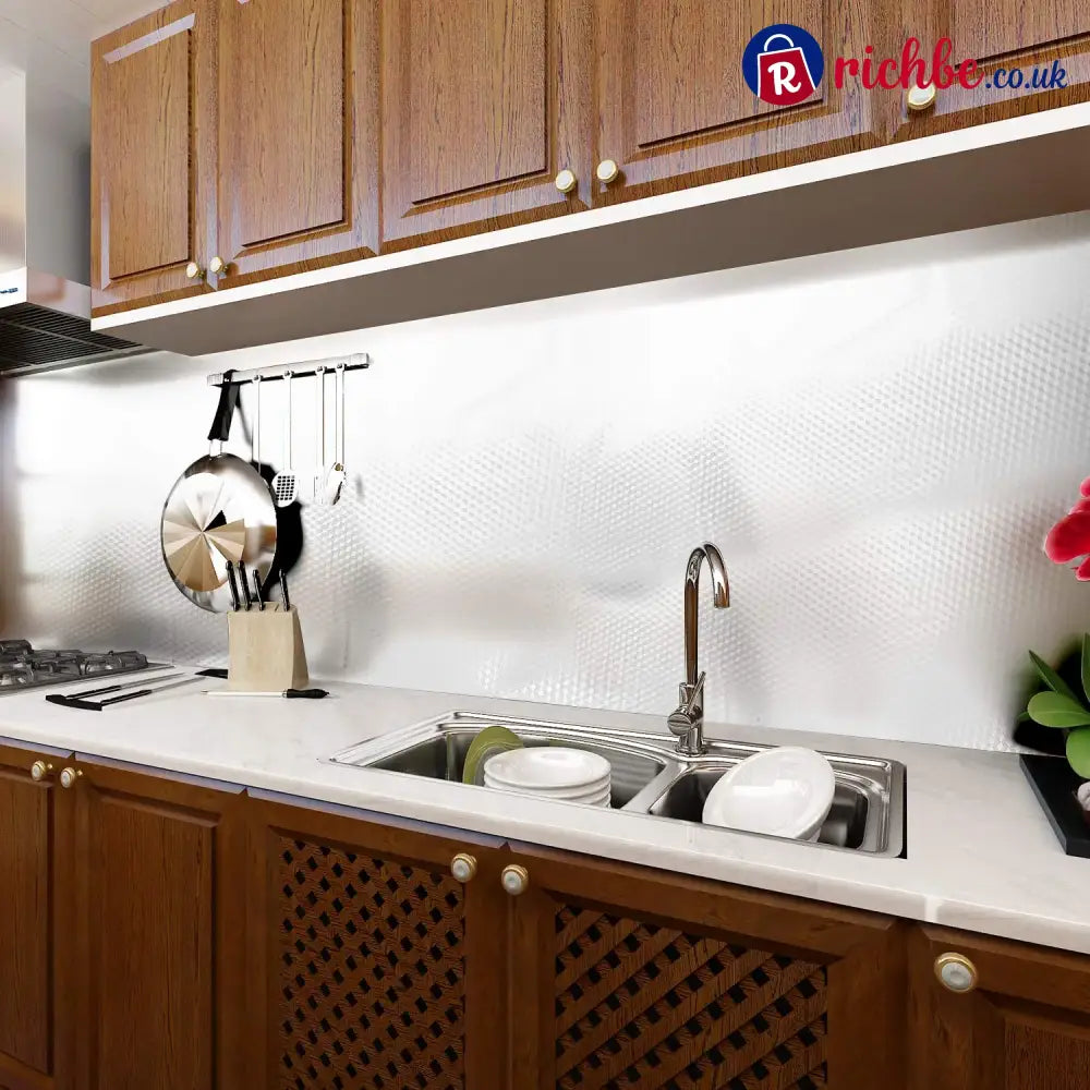 Stainless Steel Kitchen Oil-Proof Adhesive Wallpaper Roll
