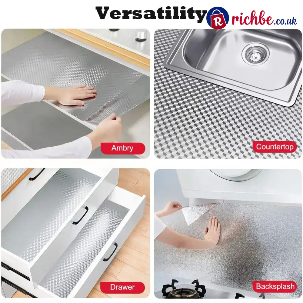 Stainless Steel Kitchen Oil-Proof Adhesive Wallpaper Roll