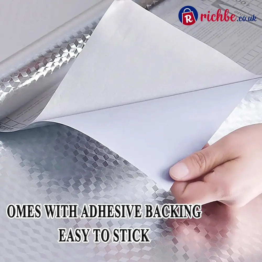 Stainless Steel Kitchen Oil-Proof Adhesive Wallpaper Roll