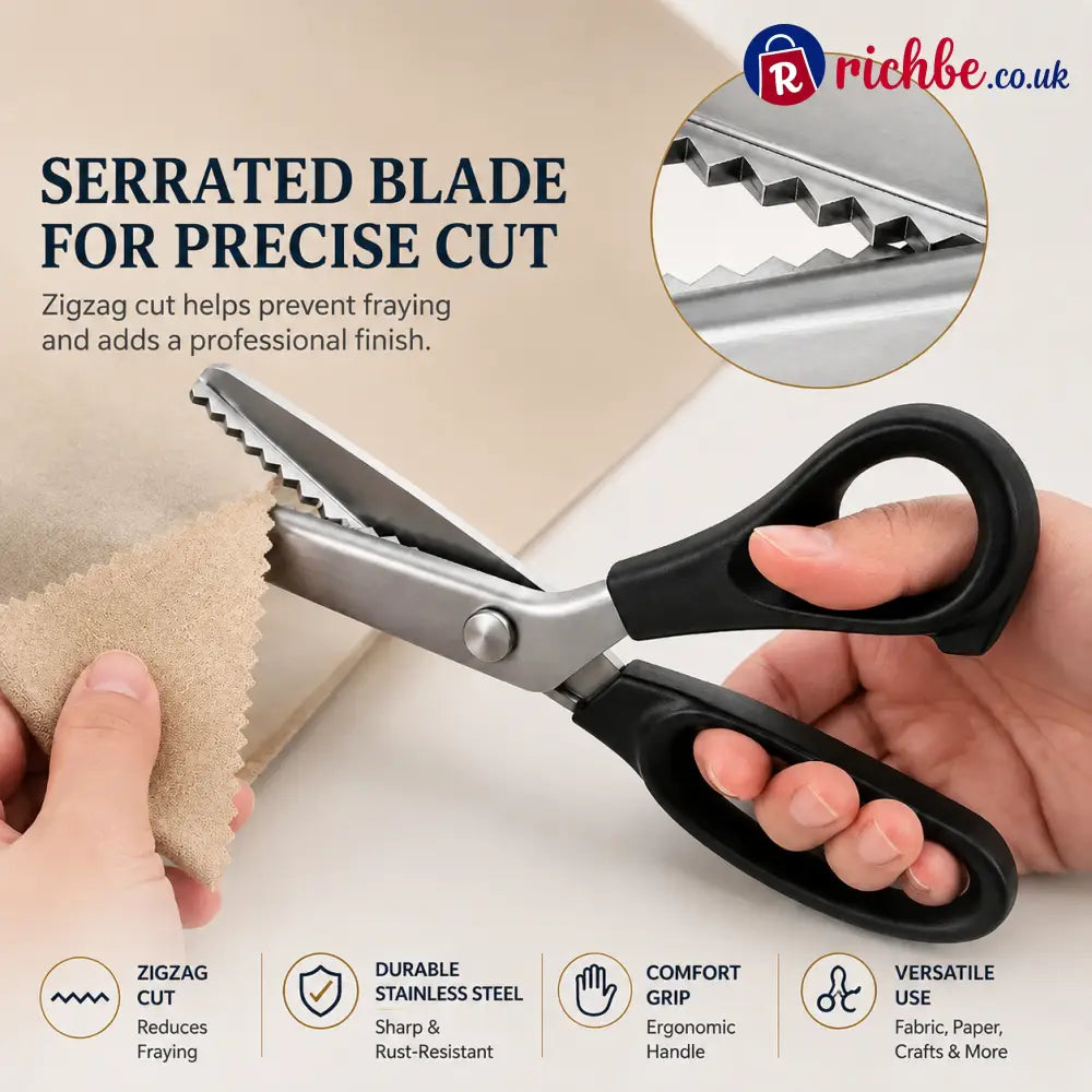 Stainless Steel Pinking Shears – 9.1’’ Zig Zag Fabric Scissors for Sewing Quilting Dressmaking & DIY Crafts - Buy 1