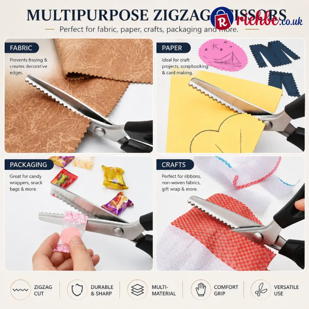 TYIIPLUS™ Stainless Steel Pinking Shears – 9.1" Zig Zag Fabric Scissors for Sewing, Quilting, Dressmaking & DIY Crafts