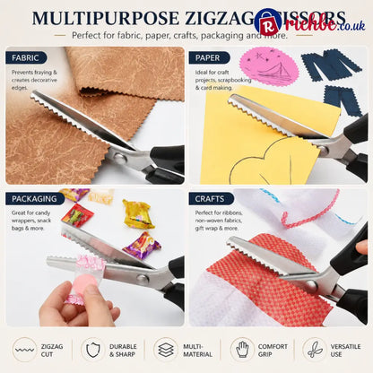 TYIIPLUS™ Stainless Steel Pinking Shears – 9.1" Zig Zag Fabric Scissors for Sewing, Quilting, Dressmaking & DIY Crafts