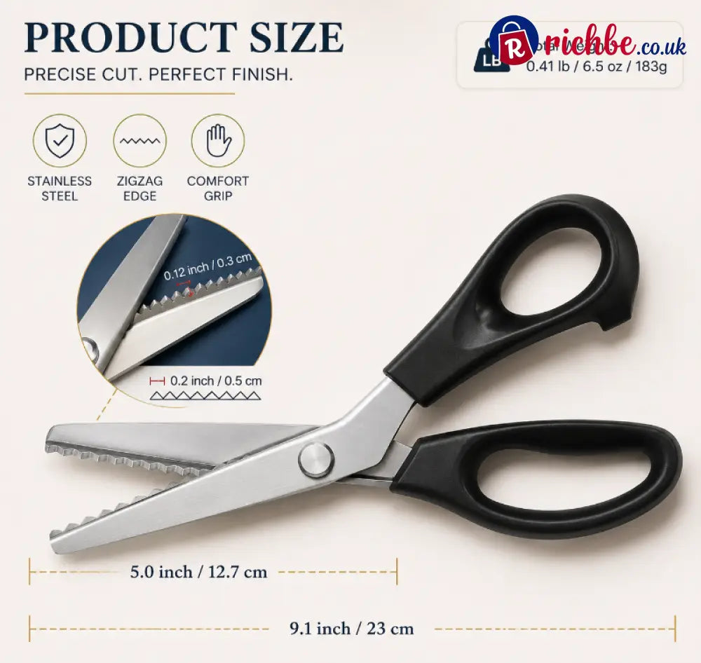 TYIIPLUS™ Stainless Steel Pinking Shears – 9.1" Zig Zag Fabric Scissors for Sewing, Quilting, Dressmaking & DIY Crafts