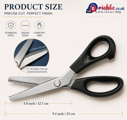 TYIIPLUS™ Stainless Steel Pinking Shears – 9.1" Zig Zag Fabric Scissors for Sewing, Quilting, Dressmaking & DIY Crafts