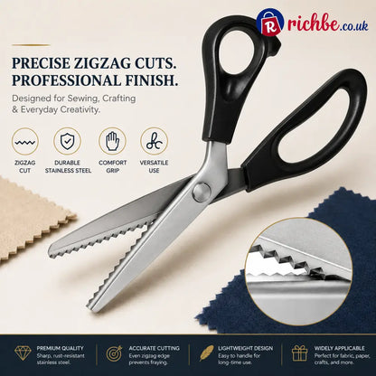 Stainless Steel Pinking Shears – 9.1’’ Zig Zag Fabric Scissors for Sewing Quilting Dressmaking & DIY Crafts - Buy 1