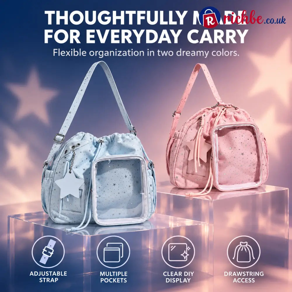 Star Print Multi-Compartment Shoulder Bag