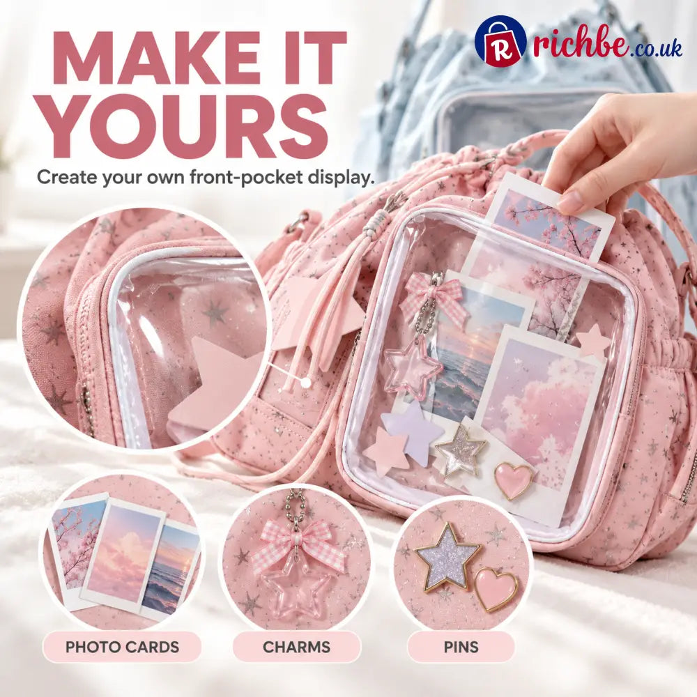 Star Print Multi-Compartment Shoulder Bag
