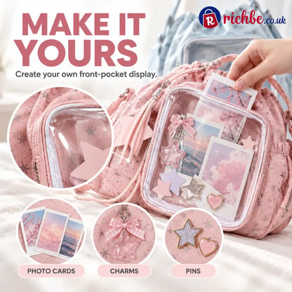 Star Print Multi-Compartment Shoulder Bag