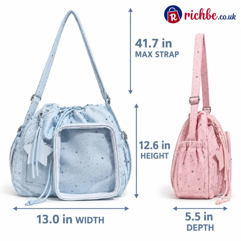 Star Print Multi-Compartment Shoulder Bag