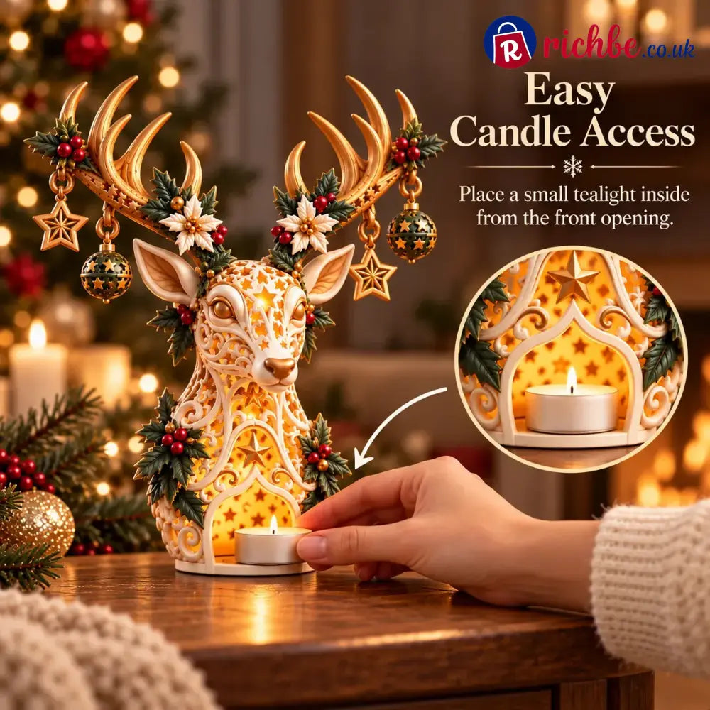 🦌 Starlit Reindeer Christmas Tealight Holder - Decoration
