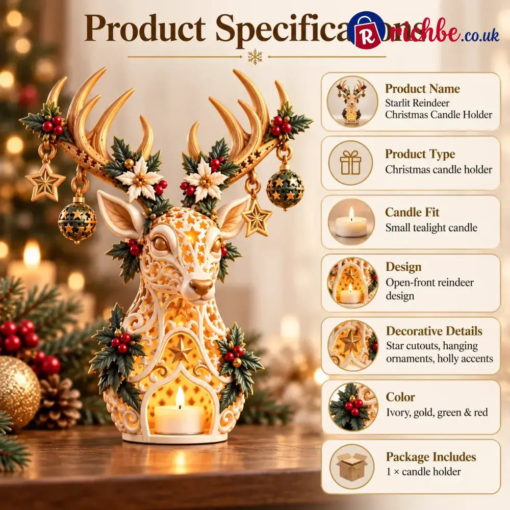 🦌 Starlit Reindeer Christmas Tealight Holder - Decoration