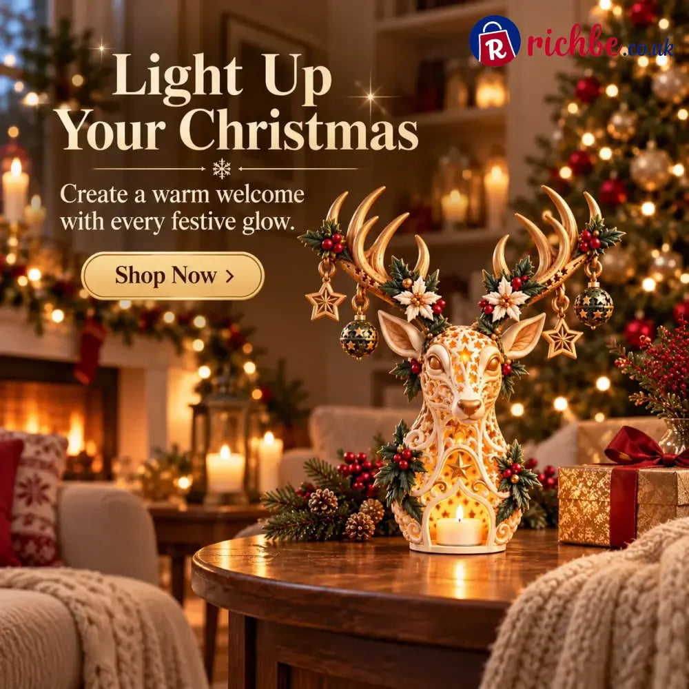 🦌 Starlit Reindeer Christmas Tealight Holder - Decoration
