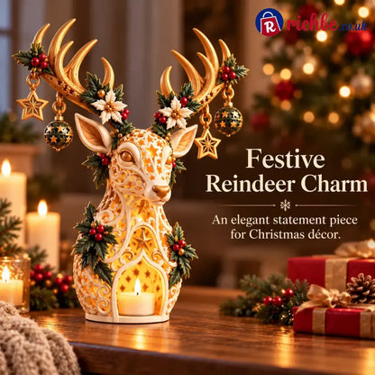 🦌 Starlit Reindeer Christmas Tealight Holder - Decoration