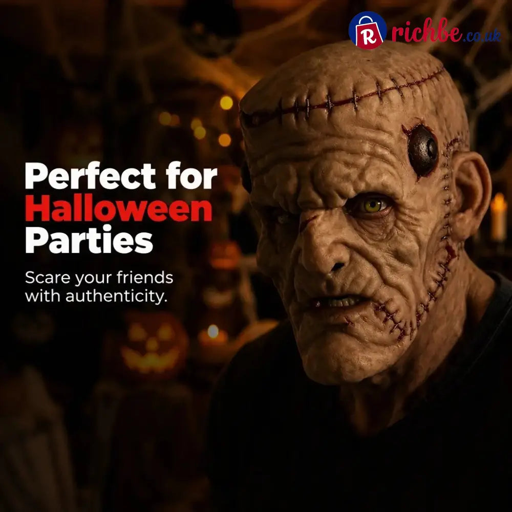 👹 Stitched Monster Full-Head Silicone Horror Mask | Costume Piece