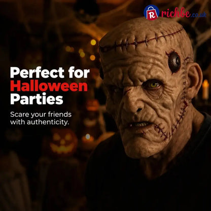 👹 Stitched Monster Full-Head Silicone Horror Mask | Costume Piece