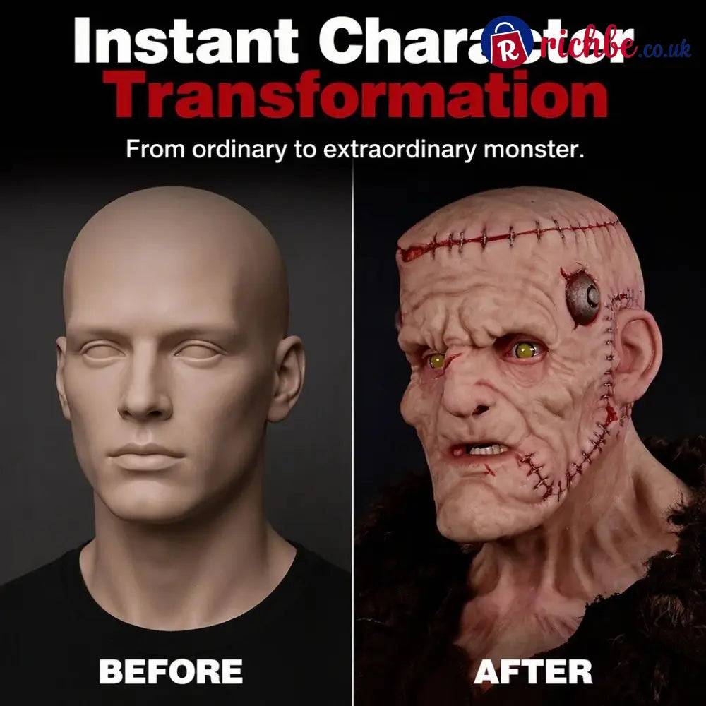 👹 Stitched Monster Full-Head Silicone Horror Mask | Costume Piece