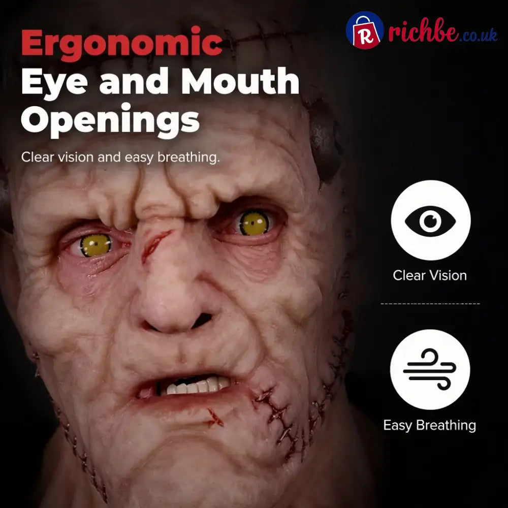 👹 Stitched Monster Full-Head Silicone Horror Mask | Costume Piece