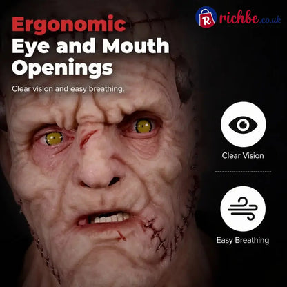 👹 Stitched Monster Full-Head Silicone Horror Mask | Costume Piece