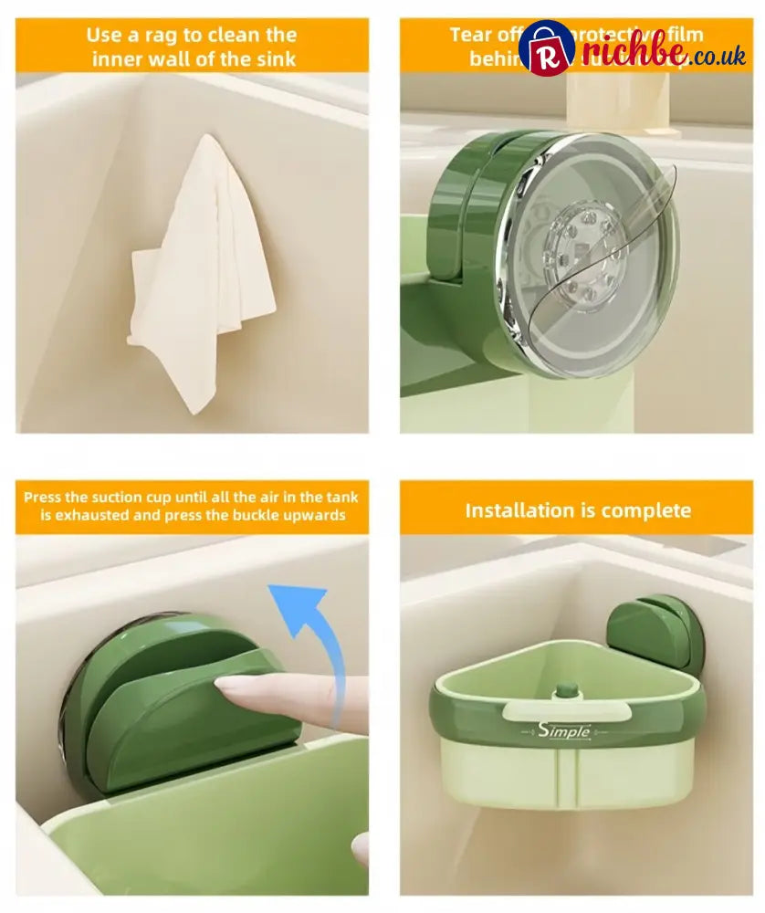Suction Cup Sink Corner Rack - Green / BUY 3 GET 2 FREE (5 pack)