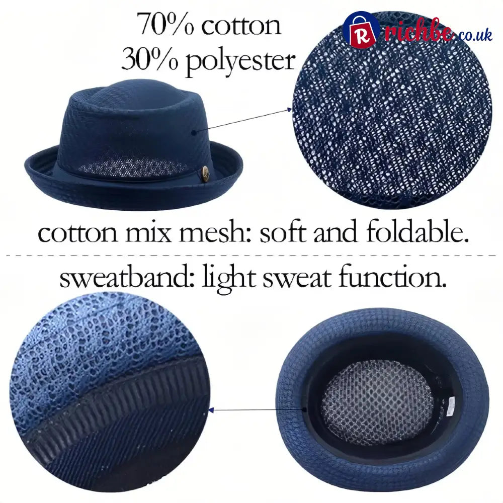 Summer Breathable Mesh Pork Pie Hat