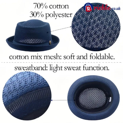 Summer Breathable Mesh Pork Pie Hat