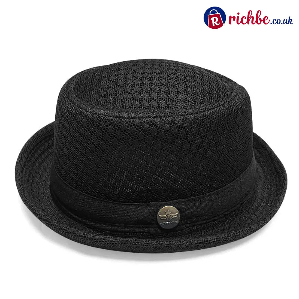 Summer Breathable Mesh Pork Pie Hat - Black