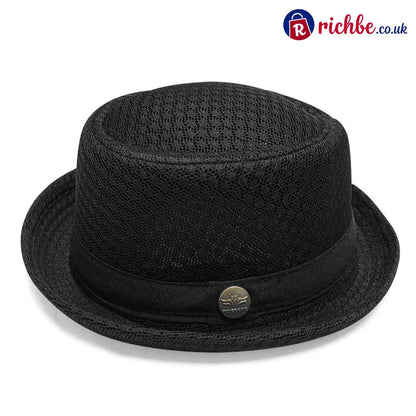 Summer Breathable Mesh Pork Pie Hat - Black