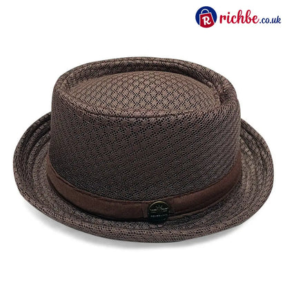 Summer Breathable Mesh Pork Pie Hat - Brown
