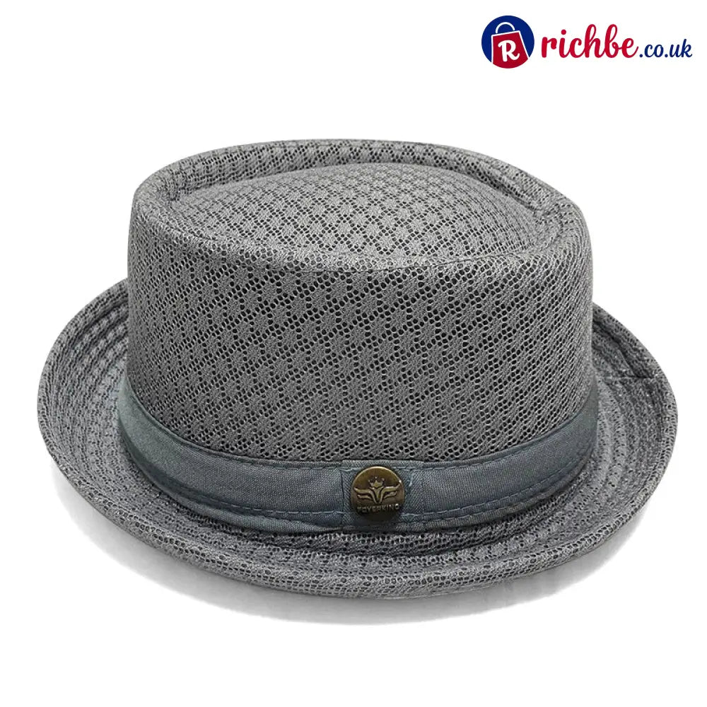 Summer Breathable Mesh Pork Pie Hat - Grey