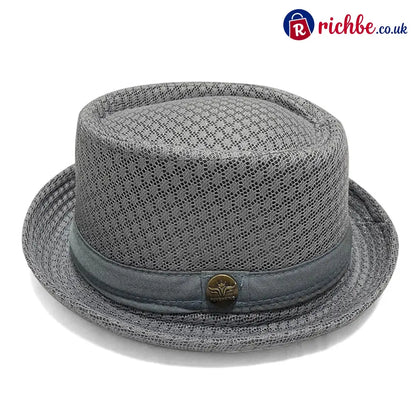 Summer Breathable Mesh Pork Pie Hat - Grey