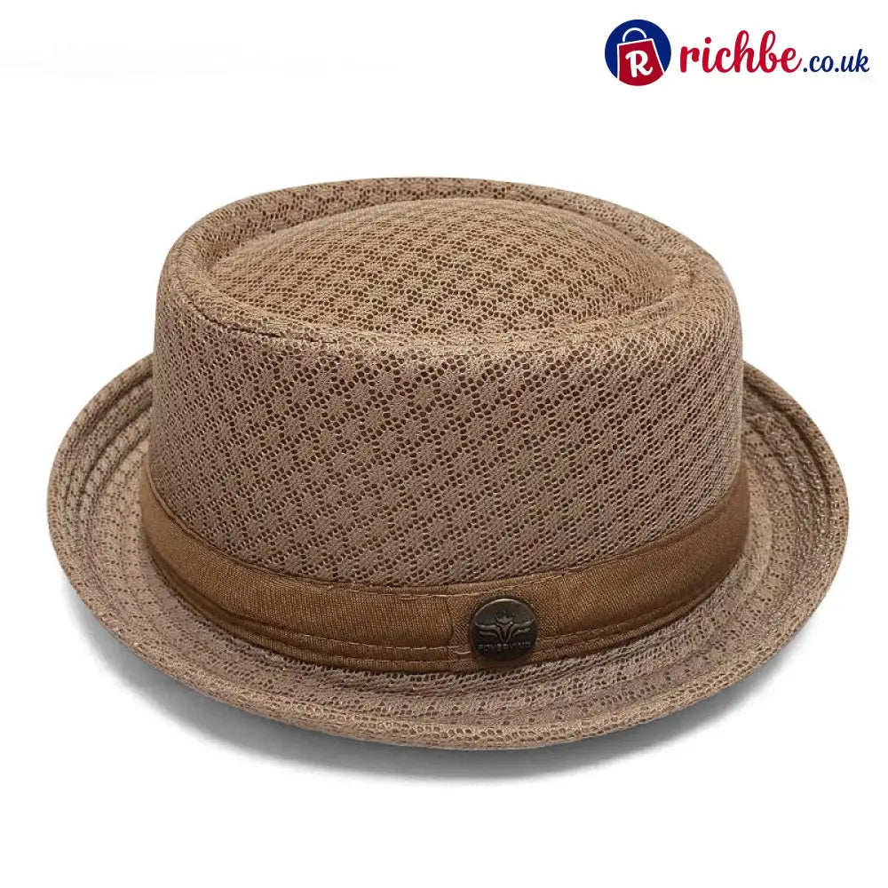 Summer Breathable Mesh Pork Pie Hat - Khaki