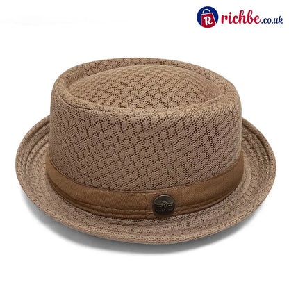 Summer Breathable Mesh Pork Pie Hat - Khaki