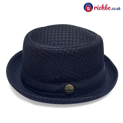 Summer Breathable Mesh Pork Pie Hat - Navy Blue